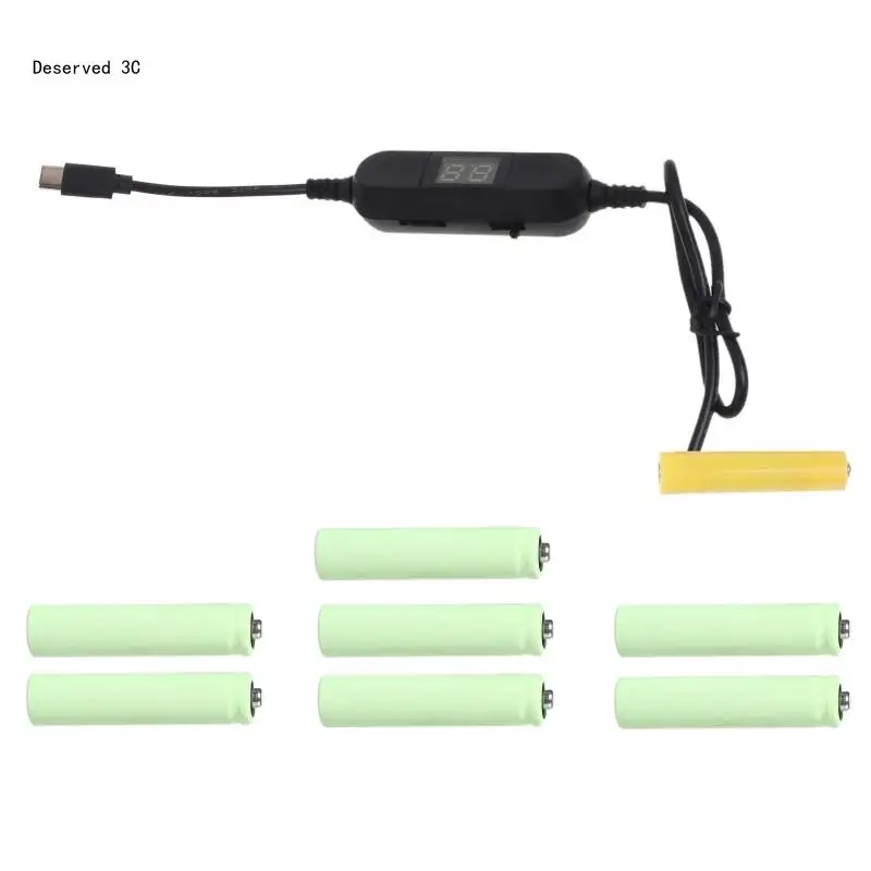 

Type 5V3A to 1.5V-12V LR3 AAA Battery Power Cable for Radios LED Light Toy Keyboard Replaces AAABatteries