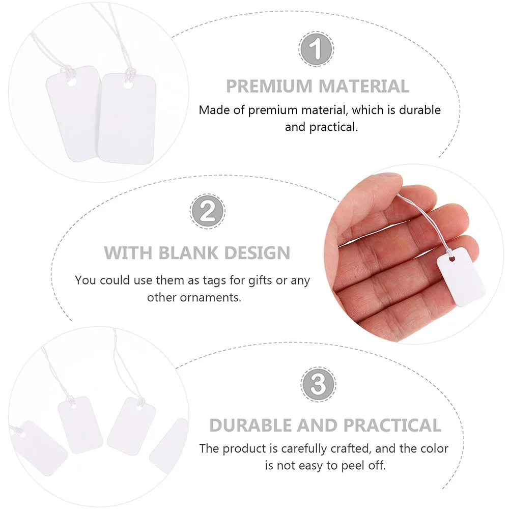 

200 Pcs Labels Price Tag Jewelry Display Tags Hanging Pricing White Holders for Shelves