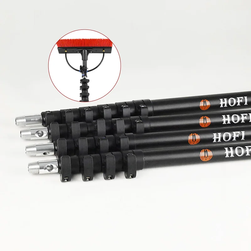 HOFI 35ft Telescopic Pole Flexible Carbon Fiber Extension Pole with Clamp Brush Accessories