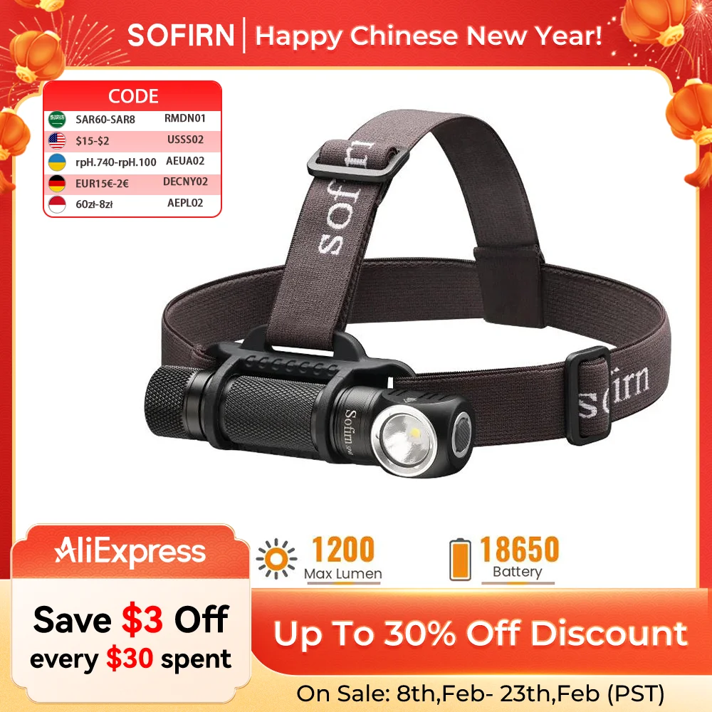 Sofirn SP40 XPL LED EDC 전조등 18650 충전식 램프 1200lm 자석 테일캡이있는 밝은 야외 낚시 토치