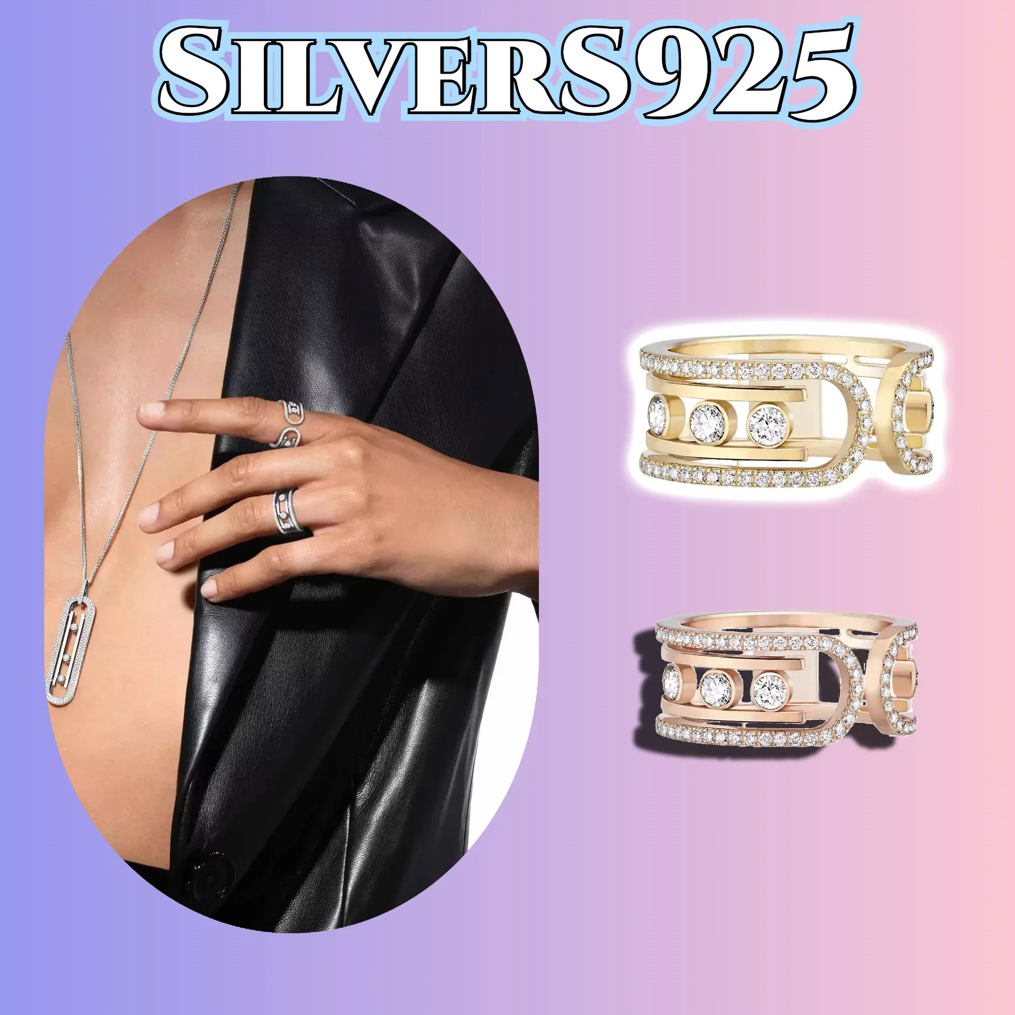 

Asymmetric and Structured Style Ring Silver S925 Women's Jewelry Gift for Mother, Adding Unique Radiance Between Her Fingers