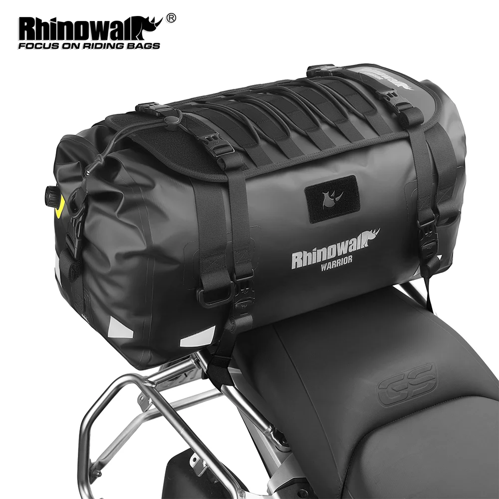 

Rhinowalk Motorcycle Back Seat Bag Waterproof 20L/40L/65L Motor Saddlebag With MOLLE Expansion Panel Reflective Riding Backpack