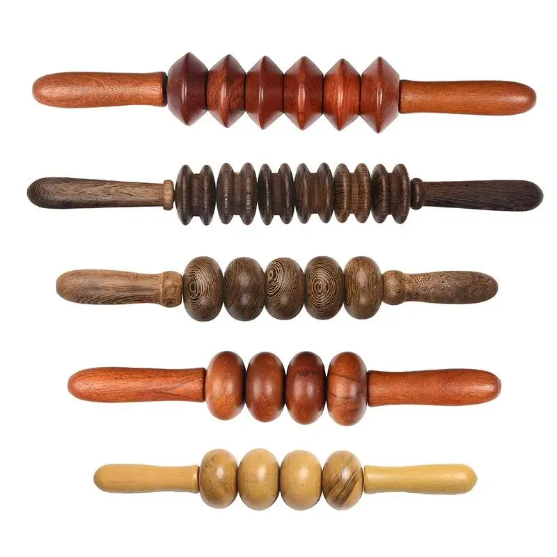 Wooden massage stick mahogany massage roller wenge push back with both hands wooden legs belly ball rolling back trumpet