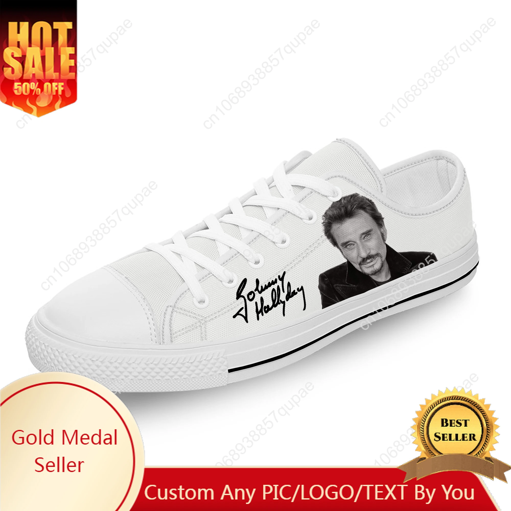 

French Star Johnny Hallyday High Top Sneakers Mens Womens Teenager Casual Shoes Canvas Running Shoes 3D Print Lightweight Shoe