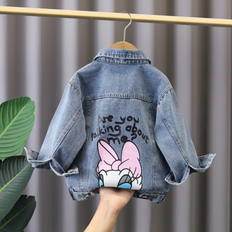 Cartoon Daisy Denim Jacket for Girls Coat Spring Autumn Children Outerwear Children Casual Jackets Costume 2-7 Years K3936