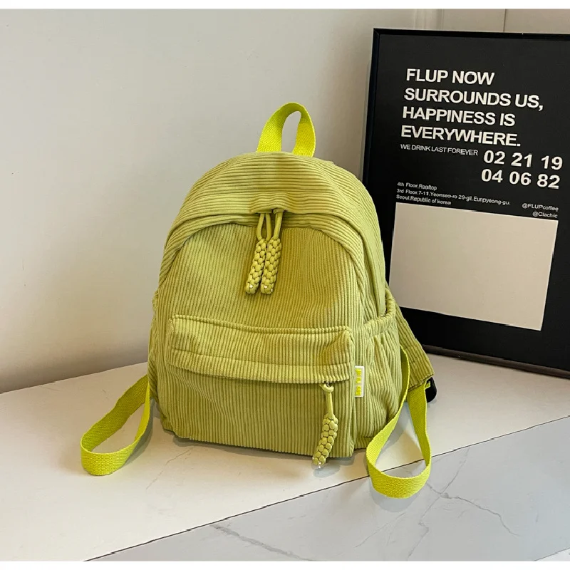 2026 Winter Corduroy Small Backpack New Casual Striped Velvet Rucksack Fashion Student Daily Travel Shoulder Bag For Girls Boys