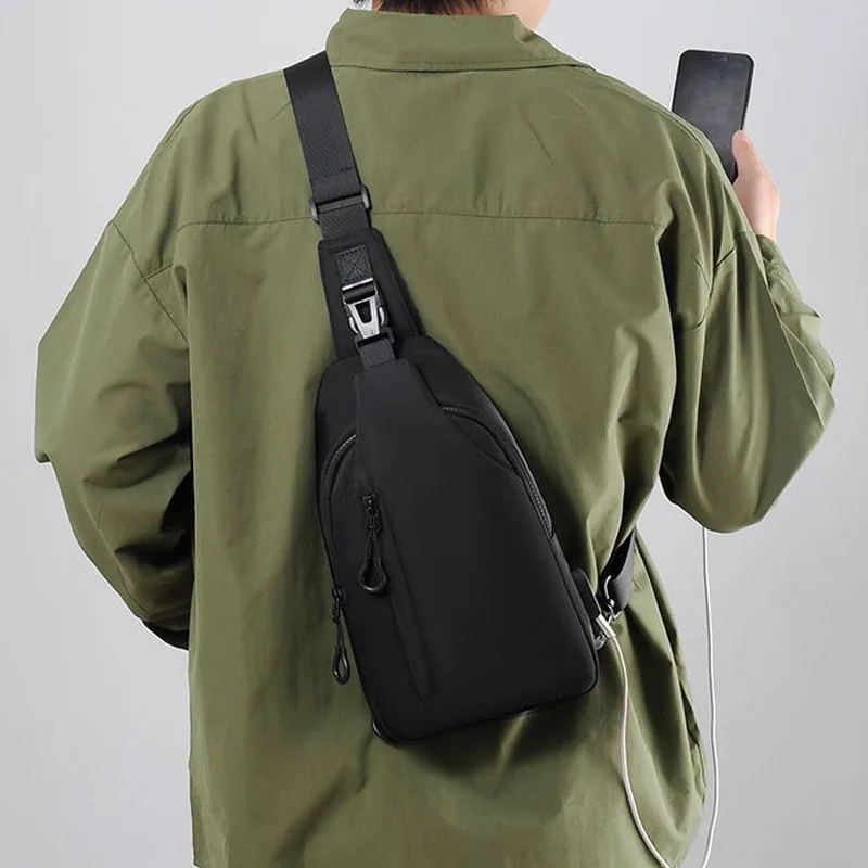 

Мужская многофункциональная нагрудная сумка большой вместимости с USB-зарядкой, модная простая легкая сумка через плечо для поездок на работу