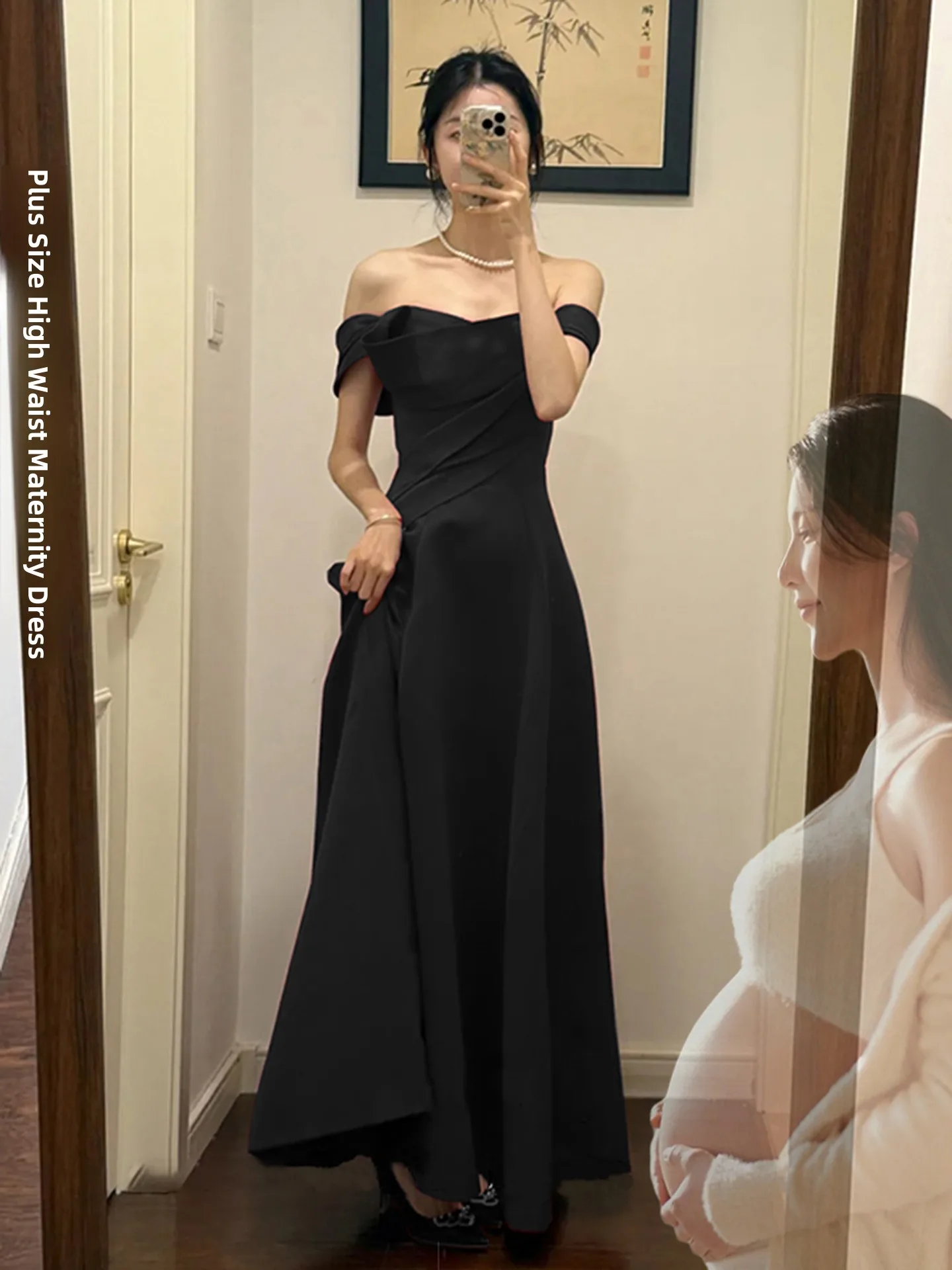 

Bla Satin One-oulder Evening Gown Wedding Dr Adult Ceremony Host Art Exam Long Skirt Ele Simple Sle for Women