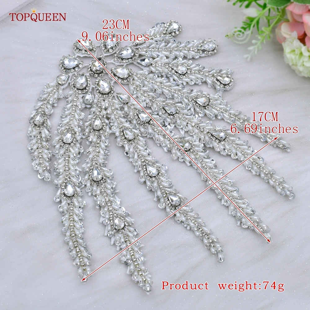 Topqueen sp66 conjunto de apliques de vestuário grânulo strass remendos enfeite 3d scrapbooking costura para roupas femininas epaulettes