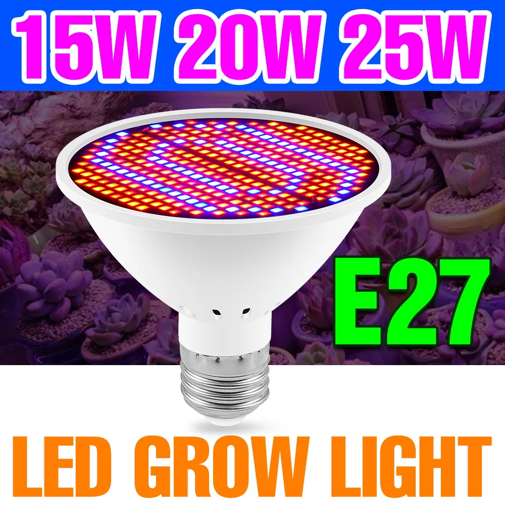 

25 Вт светодиодная лампа для выращивания растений E27/E26, полный спектр, лампа для выращивания растений в помещении, коробка для выращивания фруктов в горшках, заполняющее освещение AC85-265V