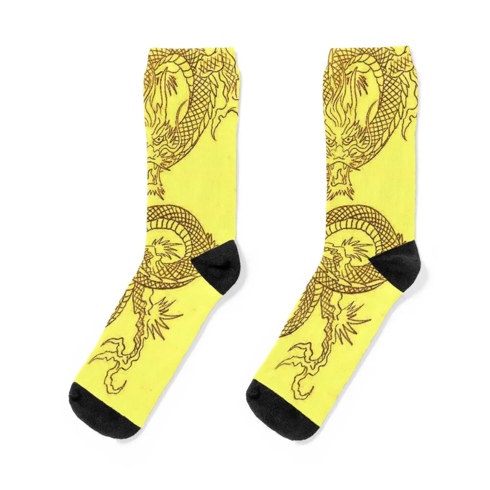 DRAKARYS 22 dragon myth legend symbol fire power strength wisdom yellow red drawing Socks warm winter FASHION Girl'S Socks Men's