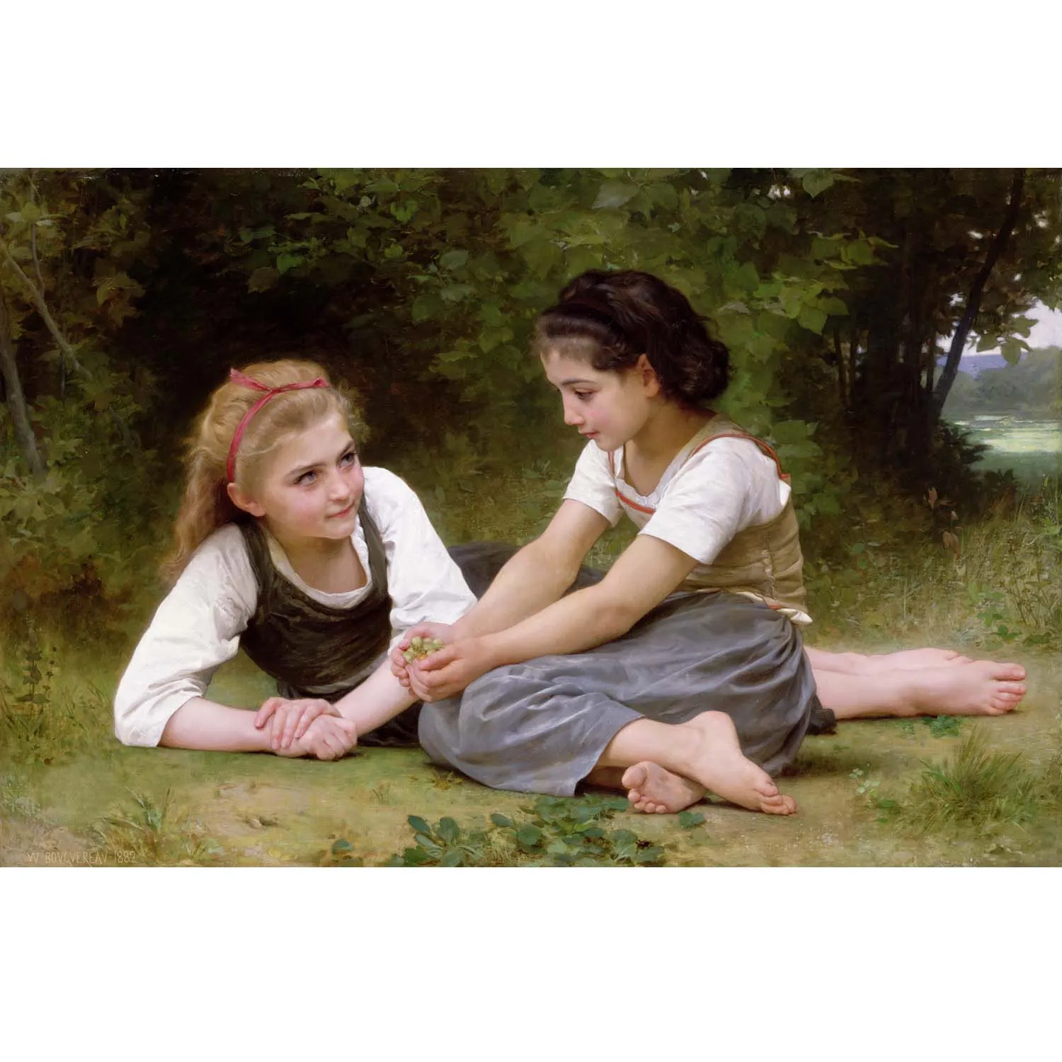 Pure hand painted high quality reproduction of The Nut Gatherers by William-Adolphe Bouguereau Decoration pictures room wall