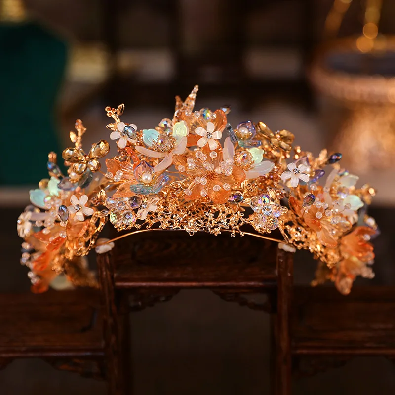 Bruids Xiuhe Hoofdtooi Chinese Bruiloft Grandeur Kwastje Coronet Oude Kostuum Hof Haaraccessoires en Jurk Accessoires