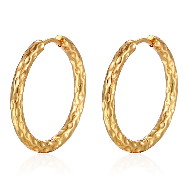 Titanium Stainless Steel Hoop Earrings Reticulate Rhombus Hoops Earrings For Women & Men Jewelry