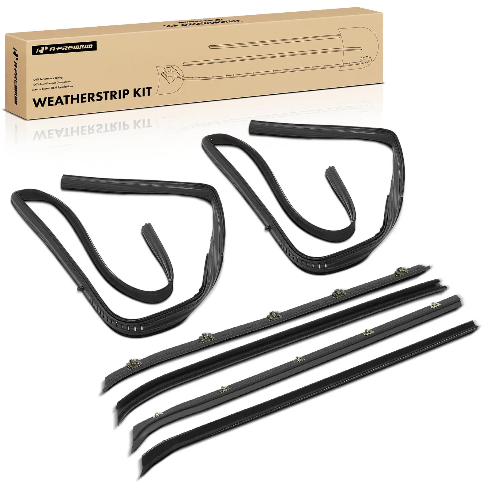 A-Premium 6Pcs Rear Door Window Sweep & Run Channel Weatherstrip Seal for GMC K3500 1981-1986 R1500 1987 R2500 1987-1989 R3500