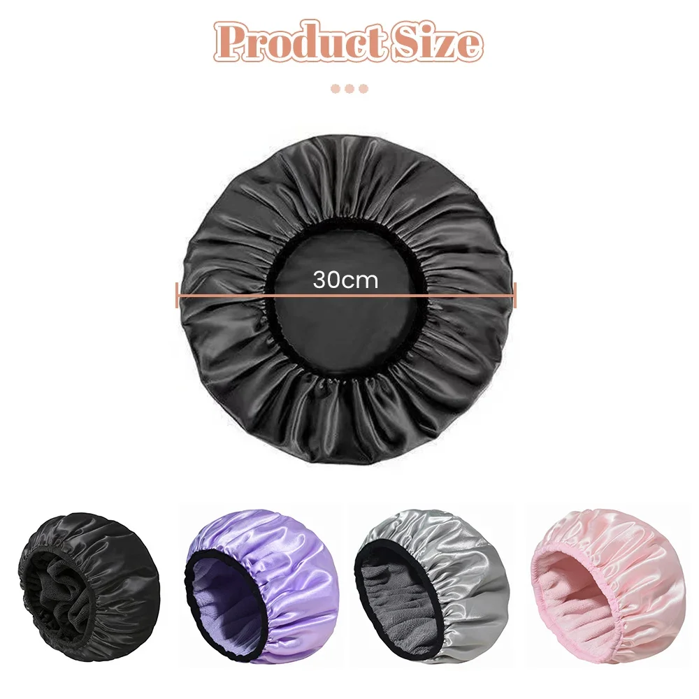 Triple Layer Large Shower Cap Reusable Bath Caps Long Thick Hair Waterproof Washable Soft Bathing Caps for Women Men Hair Care