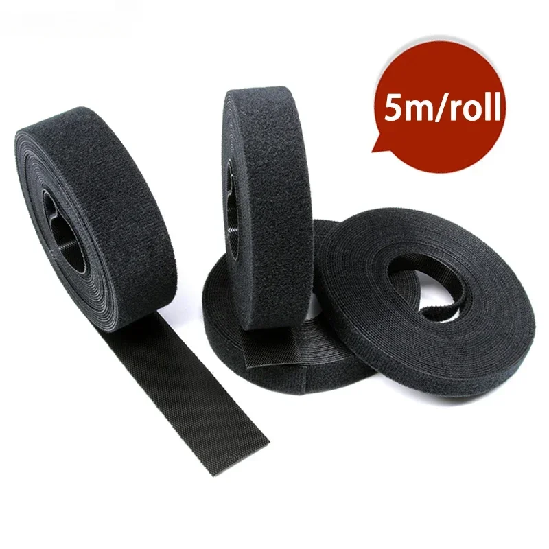 Black Cable Ties Reusable Loop Bundle Self Adhesive Nylon Strap Organizer Clip Wire Holder Management Fastening Tape DIY