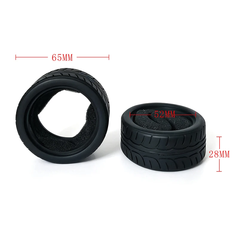 4Pcs 65MM 1/10 RC Racing Tires High Grip Tires for Tamiya TT01 TT02 XV01 XV02 PTG-2 TA06 HSP HPI Kyosho RC Car Upgrade Parts