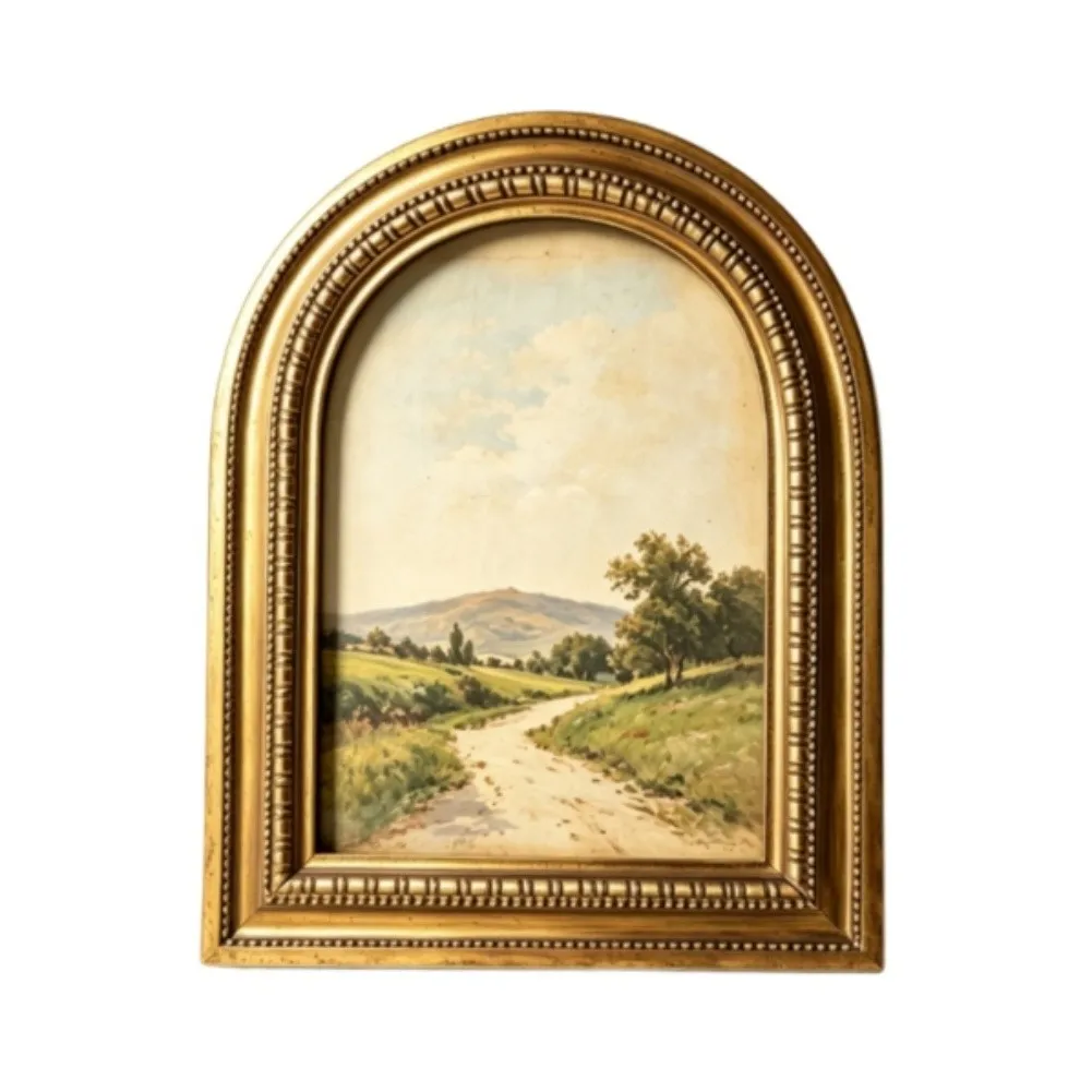 Resin Construction Arched Picture Frame with Balanced Proportions for Complementing Contemporary and Vintage Interiors