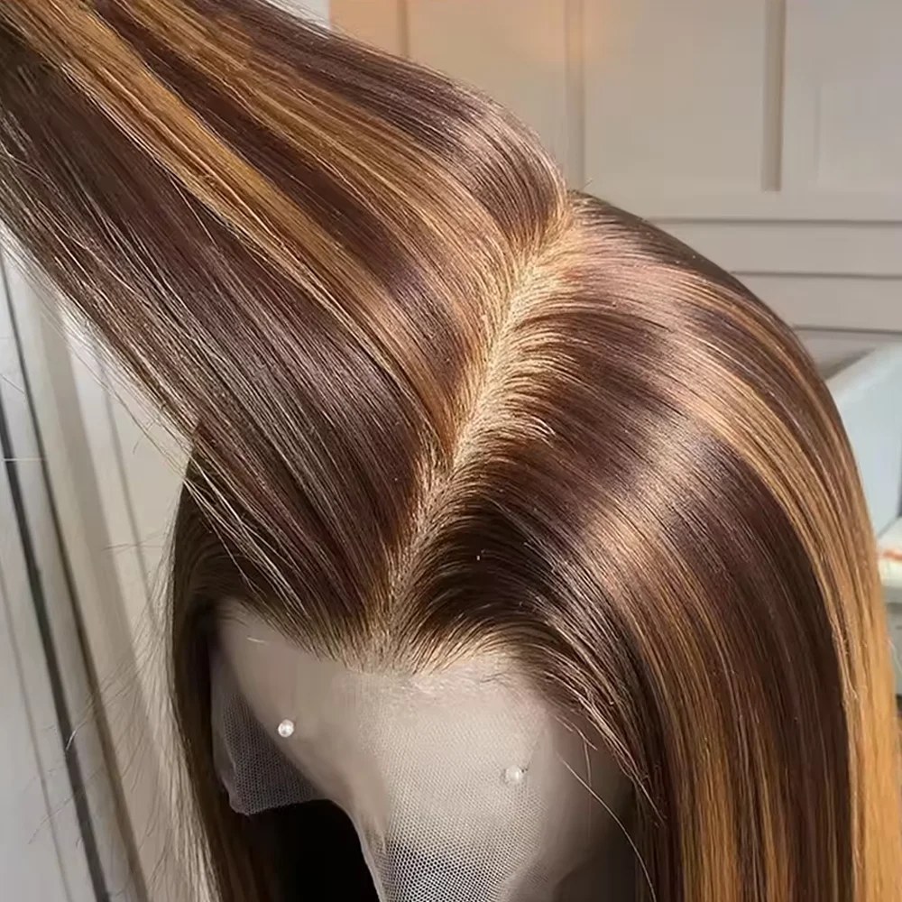

28 Inch 4/27 Honey Blonde Highlight Wig | 13x4 5x5 HD Lace Frontal 200% Density Glueless Brazilian Straight Human Hair Wigs