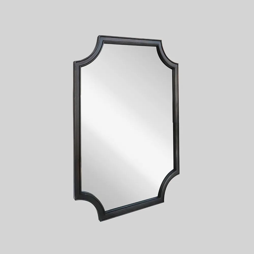 Full Scalloped Corners Arch Rectangle Wall Mirror with Wood Frame for Entryway, Living Room, Bedroom Home Décor