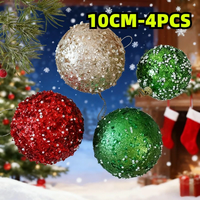 2025-novas-bolas-de-natal-de-espuma-10cm-4pcs-perola-glitter-natal-decorativo-pendurado-ornamentos-festa-esferas-de-natal-pingente-conjunto
