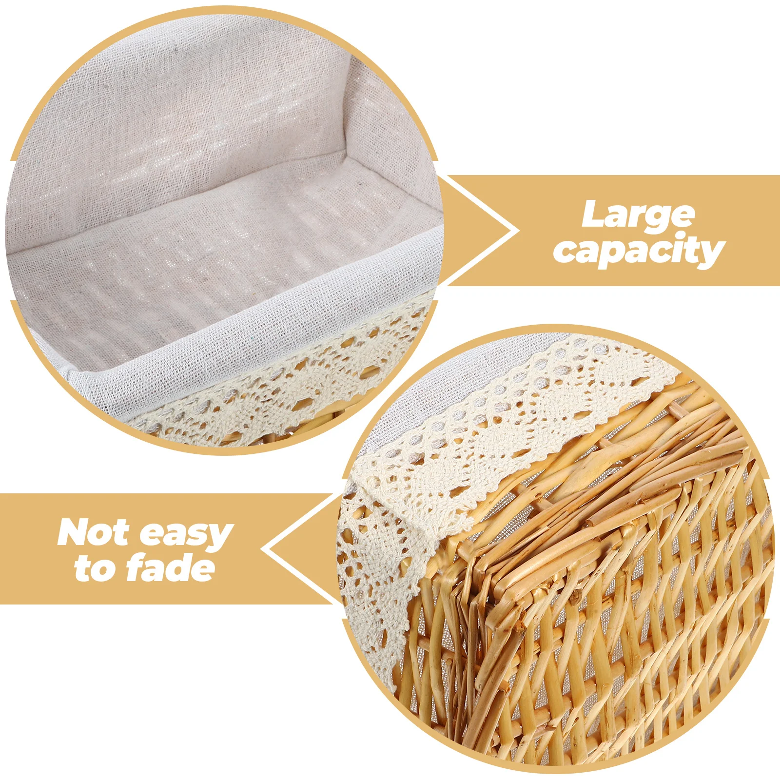 

Hand-Woven Wicker Storage Basket Small Size Removable Liner For Bedroom Bathroom Office Willow Woven Container Organizing