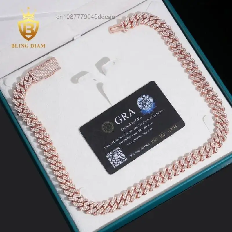 

Iced Out VVS Moissanite Diamond Sterling Silver 925 Hip Hop Fine Jewelry VVS Moissanite Diamond Miami Cuban Link Chain Bracelet