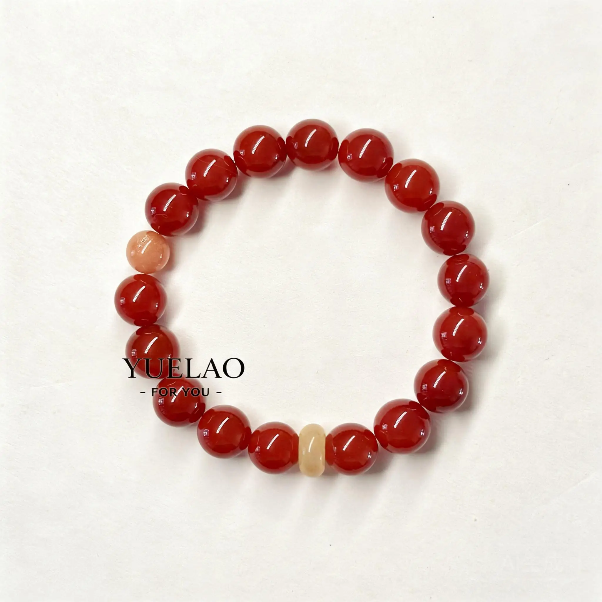 Chinese Style Red Agate Handstring Bracelet With Natural Sunstone Citrine 10mm Beads Lucky Blessing Wealth Fortune Gift For Her
