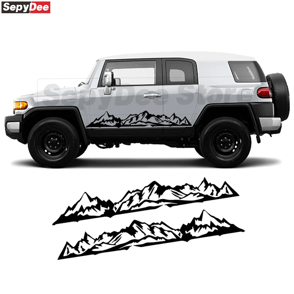 

2Pcs Side Stripes Sticker for Toyota FJ Cruiser Racing Sport Graphic Mountain Decal Car Accessories
