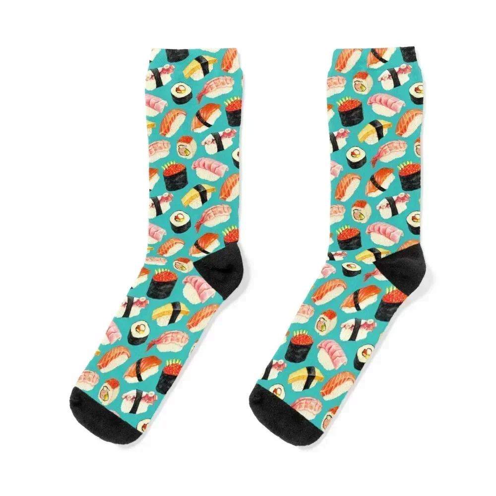 

Sushi Pattern - Blue Socks gifts gift christmas gifts floor Women's Socks Men's