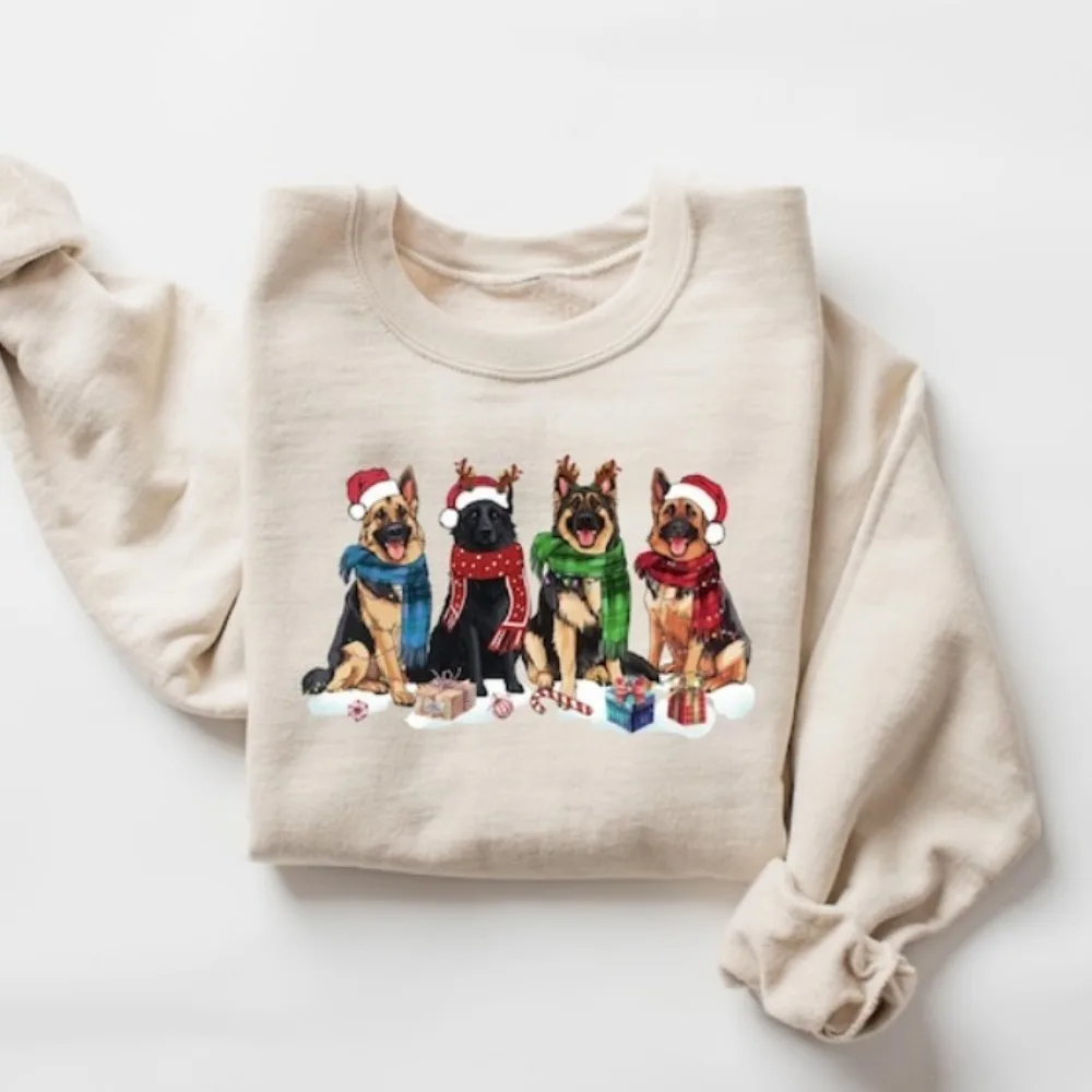 Felpa natalizia da pastore tedesco Felpa con cappuccio per cani di Natale Pastore tedesco Donna Traksuit Amante dei cani Felpa con cappuccio Maglione natalizio
