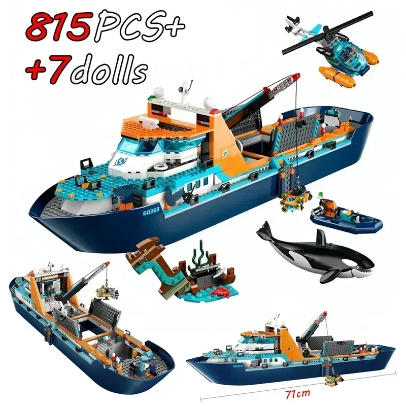 Deep Sea Exploration Vessel Marine Research 60368 Urban Ocean Reconnaissance Ship Building Block Bricks Toys For Kids Gift