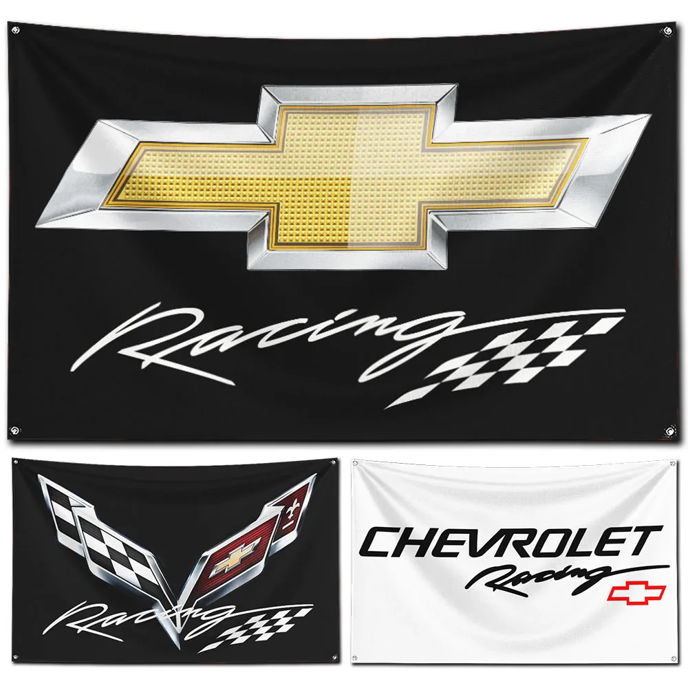 60x90cm C-Chevrolets Flag Polyester Digital Printing Banner for Garage Wall Art Out Door Decoration With Brass Grommets