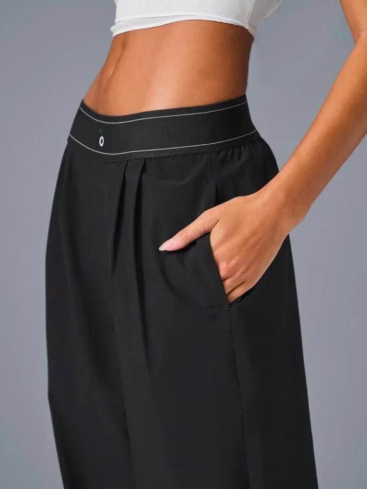 

Fashion Soft Comfort Yoga Pants Black High Waist Ladies Pants Casual Sports Fitness Knitted Spring Wide Leg Pants for Woman