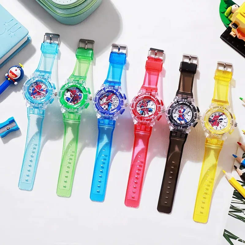 Disney Marvel Children'S Luminescence Watches Spider-Man 3D Pattern Child Wrist Watch Cute Watch Watchband Kids Gift