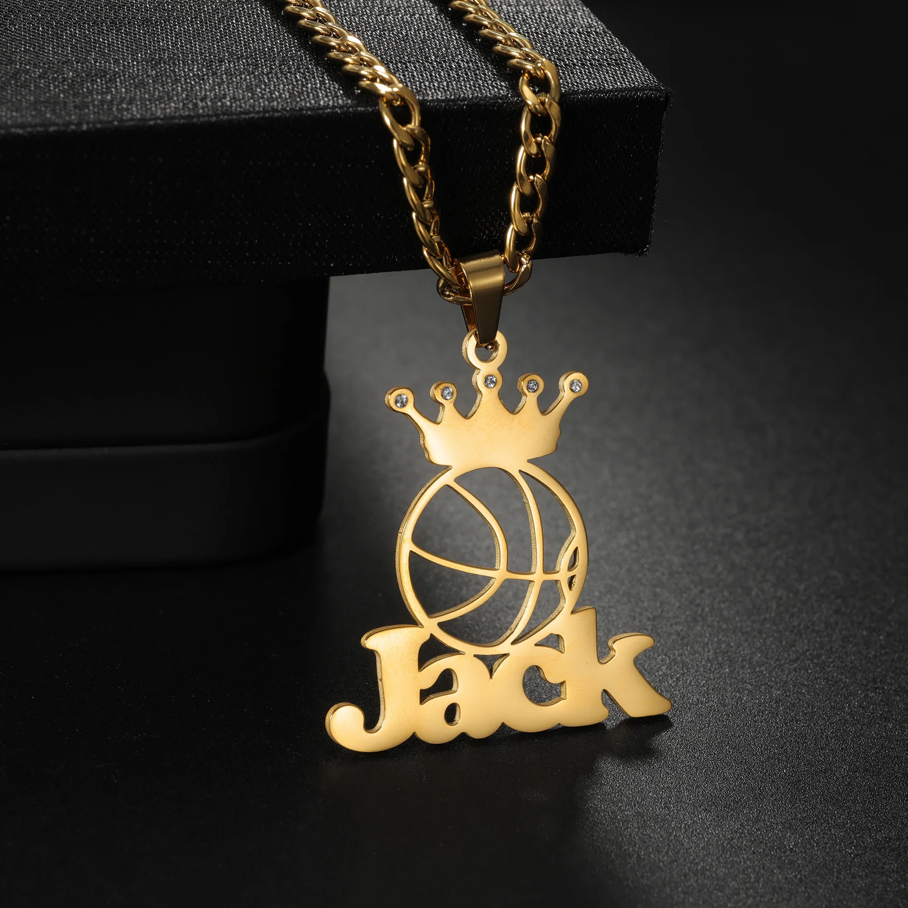 Personalized Custom Basketball Name Necklace Stainless Steel Pendant Name Number Sport Jewelry Gift For Men Boys Basketball Fans
