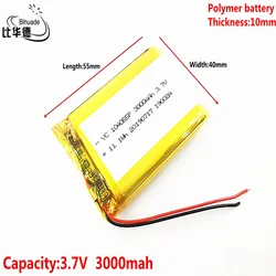 3.7V 3000mAh 104055 Polymer Li-Po li ion Rechargeable Battery cells For Mp3 MP4 MP5 GPS mobile bluetooth