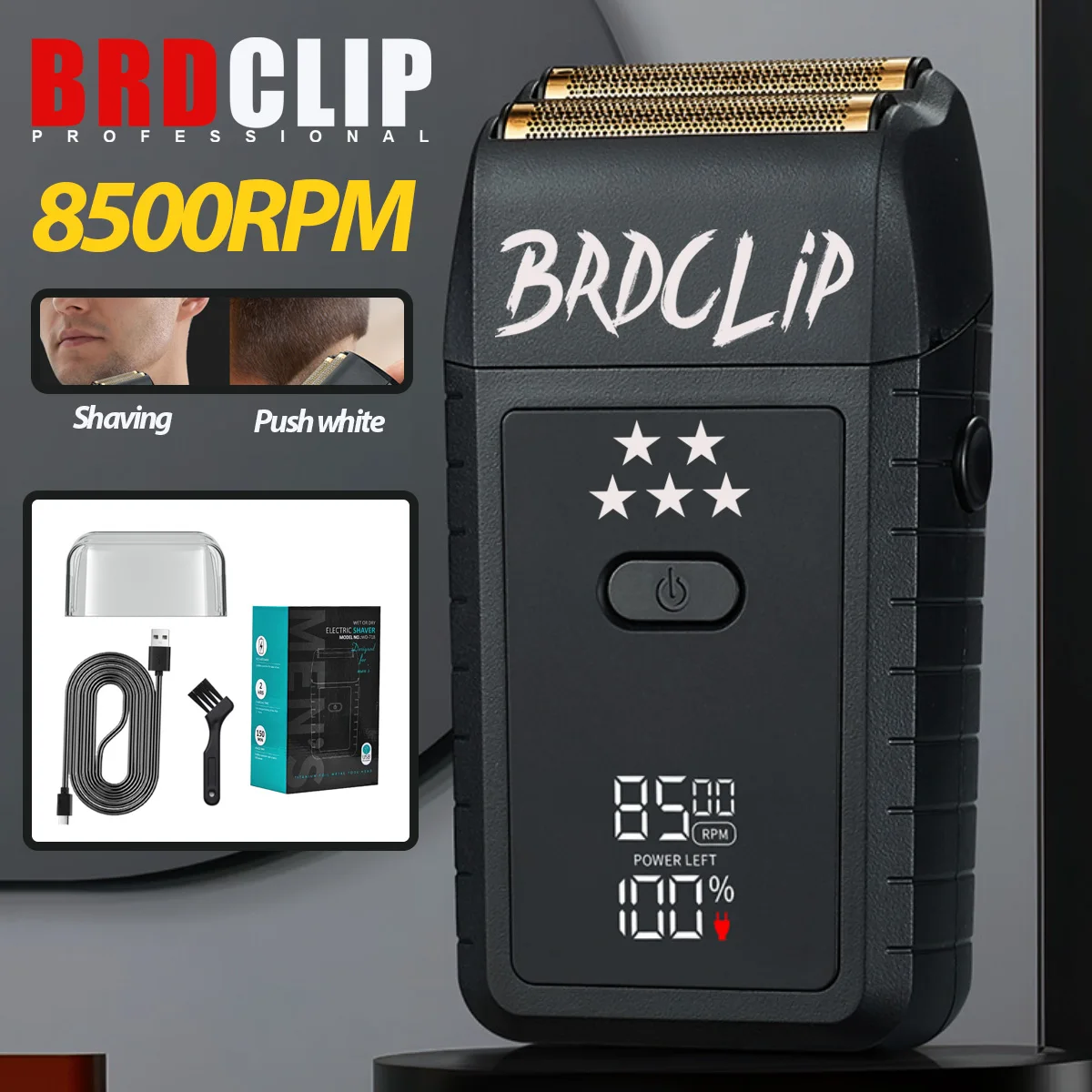 Professional  BRDCLIP BRD718 Shaver High motor Two-speed control 8500RPM Reciprocat floating double heads for mens Hair clipper