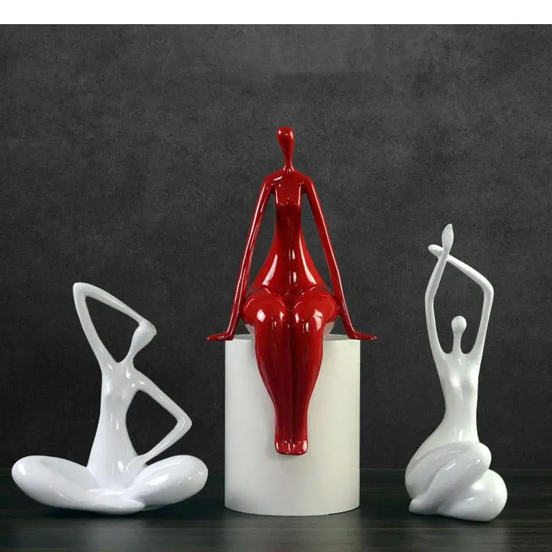 Yoga Creative Sculpture Ornaments Resin Figure Decoration Statue Crafts Art Figurines Home Decoration Accessories Miniatures