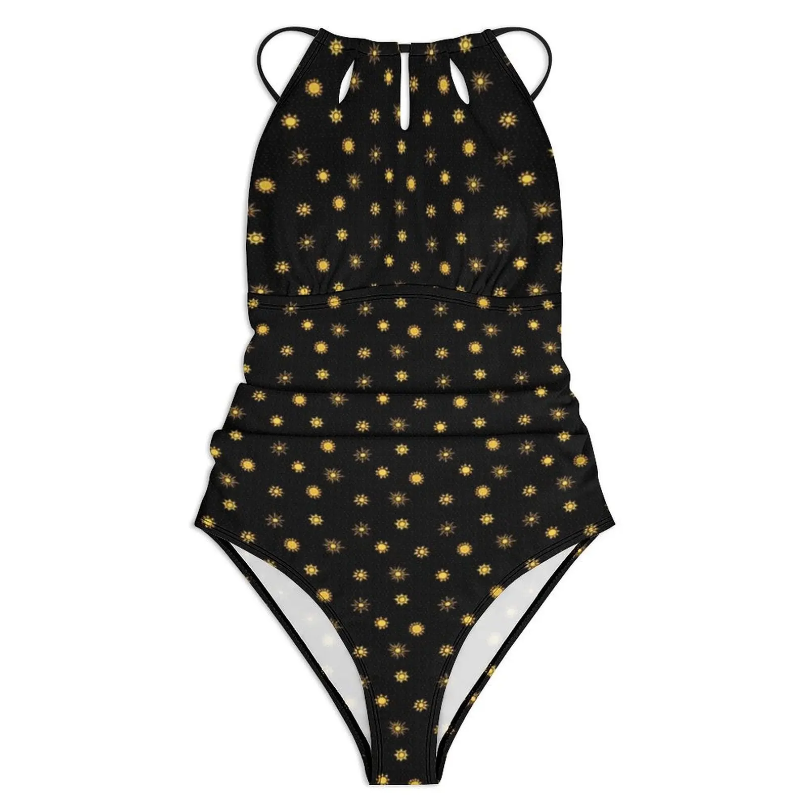 Sun Print Swimsuit Gold Sunshine Swimwear One Piece Fitness Swimsuits High Cut Bathing Suits Woman Push Up Sexy Beach Wear