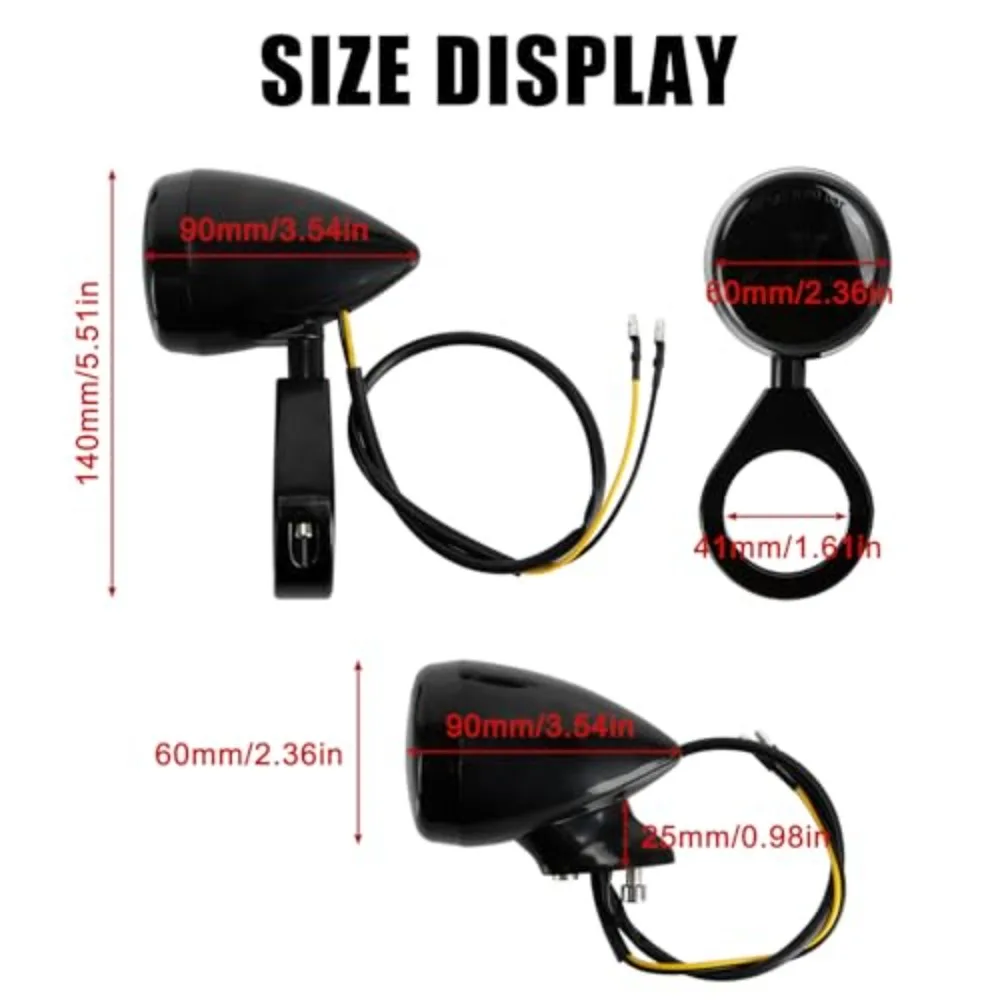 Motorcycle 2 Pairs Black Turn Signal Light 41 mm Fork Clamp Front Rear Set LED Turn Signals For Harley Sportster XL 883 1200