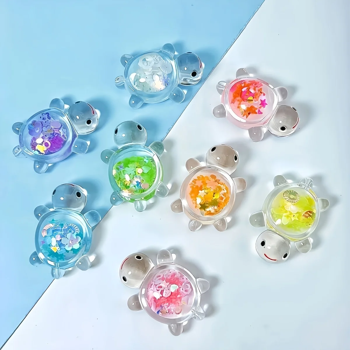 10/20pcs Luminous Sequin Turtle Charms - Cute Acrylic Turtle Pendants for DIY Jewelry, Necklaces, Earrings, Keychains and Home P