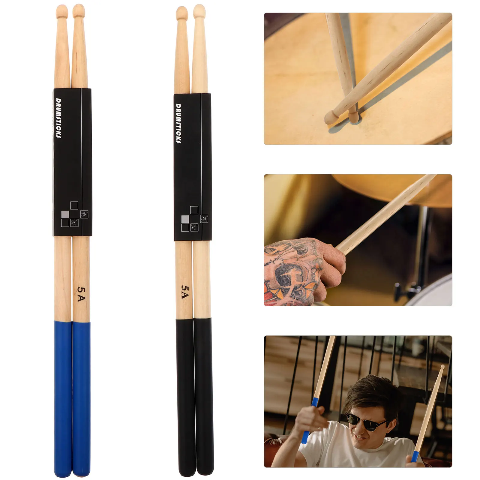 

Anti-slip Drum Sticks 2 Pairs Maple Wood Lasting Use Concert Practice Bar Cafe Band Performance Water Drop Shape Smooth Handle