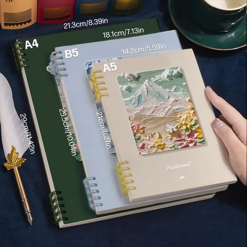 A4 A5 Sheet Loose-leaf Notebooks Oil Paint Cover Detachable Horizontal Line Notebook Student Notepads Stationery Office Supplies