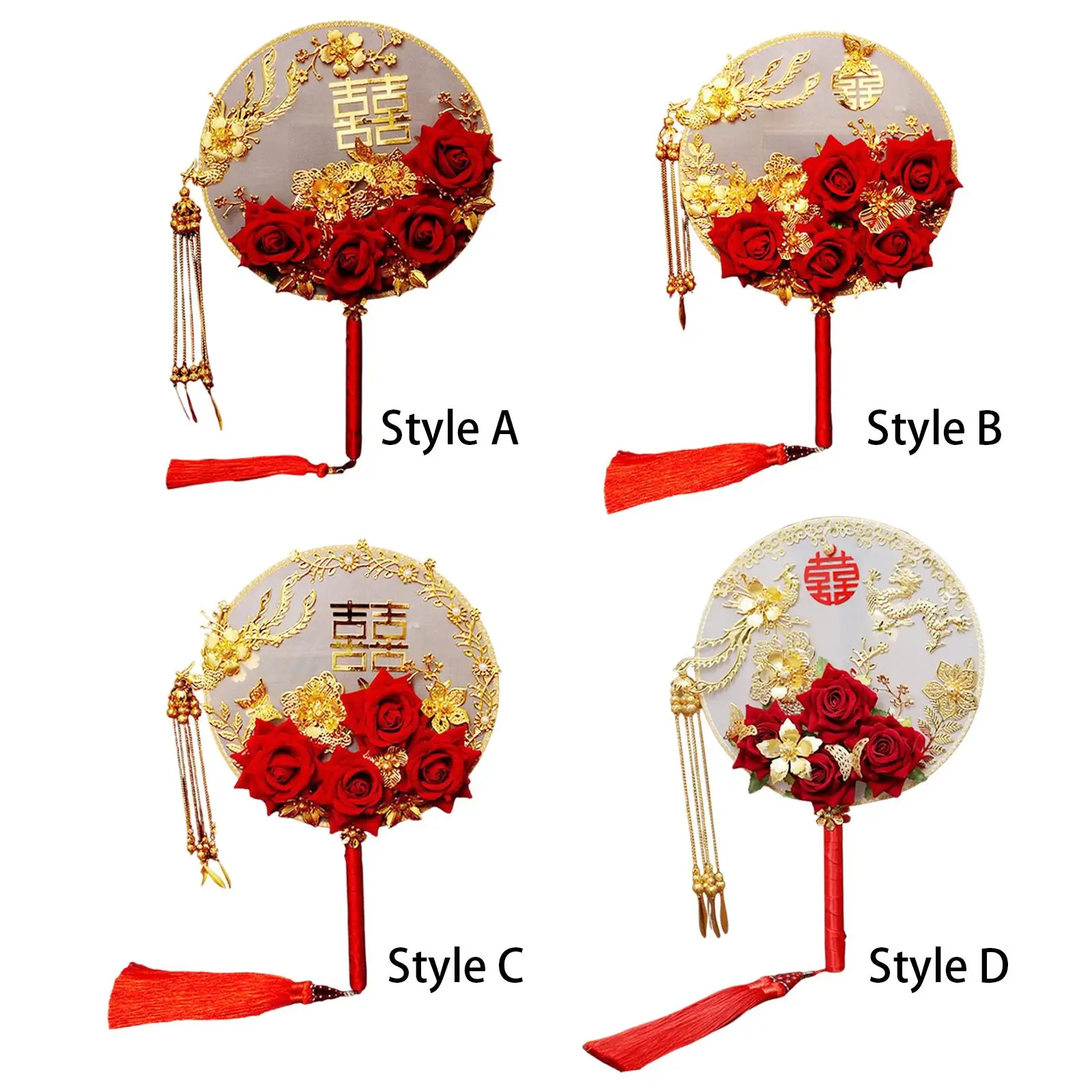 Wedding Bride Round Fan Decorative Fan Craft Photography Props Group Fan Decorative Bridal Ming Hanfu Round Fan for Gift Wedding