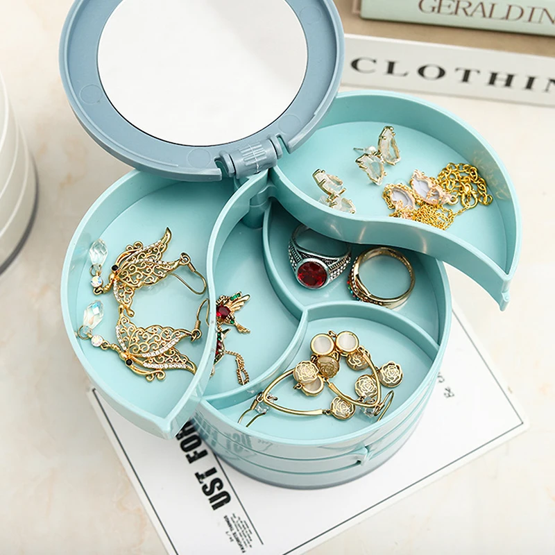 1pc Jewelry Stand Holder Display Tray Jewelry Storage Box Multilayer Rotating Plastic Stand Earring Ring Box Cosmetics