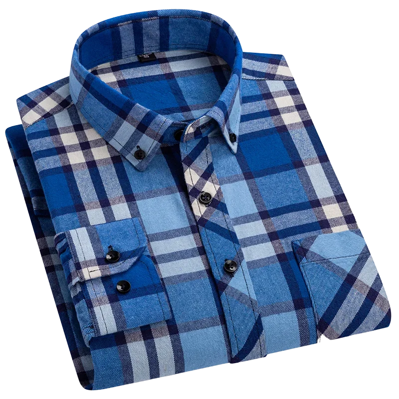 Camisas de franela a cuadros para hombre, ropa informal de manga larga, con bolsillo de ajuste Regular, para hombre de negocios, a la moda, para uso