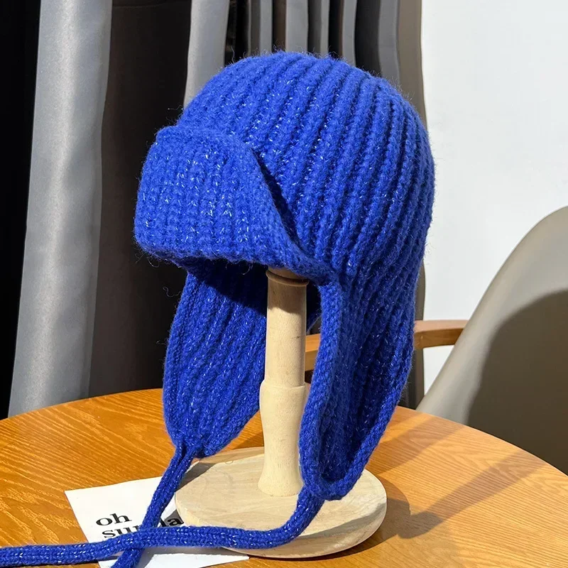 

2023 Fashion Knitted Trapper Hat for Women Men Winter Knit Earflap Beanie Woman Crochet Russian Bomber Hats bonnet kpop