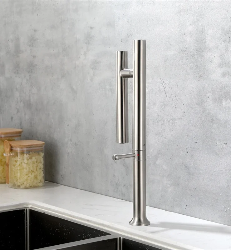 JIENI Stainless Steel Kitchen Sink Faucet 360 Rotation Foldable Washbasin Tap Single Handle Ceramic Valve Hot Cold Mixer Taps